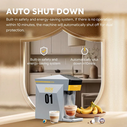 Multi-Function Coffee Maker for Nespresso, K-Cup & Dolce Gusto - 19-Bar Espresso with Hot Water Option