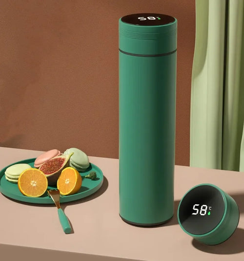 500ml Insulated Water Bottle in Stainless Steel – Temperature Display, Leak-Proof, 24 Hours Hot/Cold