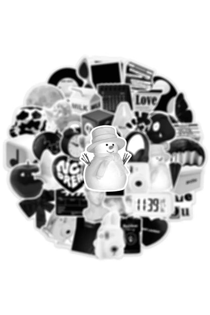 Cartoon Stickers in Black and White