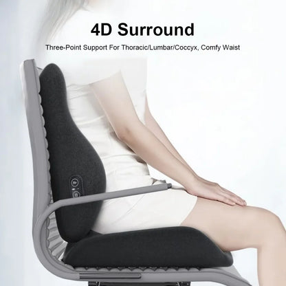 Lumbar Support Pillow with Memory Foam, Heat, Vibration – 3 Levels & Modes, Adjustable Straps