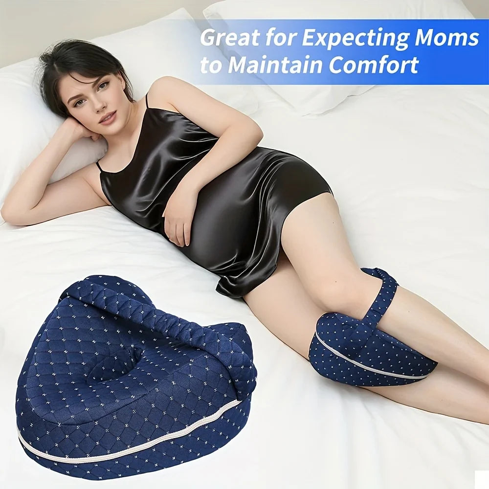 Ergonomic Knee Pillow for Side Sleepers – Memory Foam Leg Spacer with Washable Cover and Elastic Strap