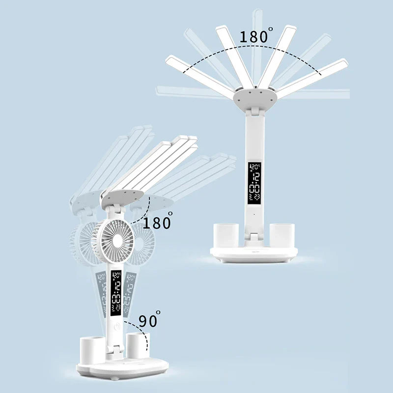 LED Desk Lamp with Fan – 3-in-1 Design, Touch Control & USB Battery
