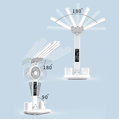 LED Desk Lamp with Fan – 3-in-1 Design, Touch Control & USB Battery