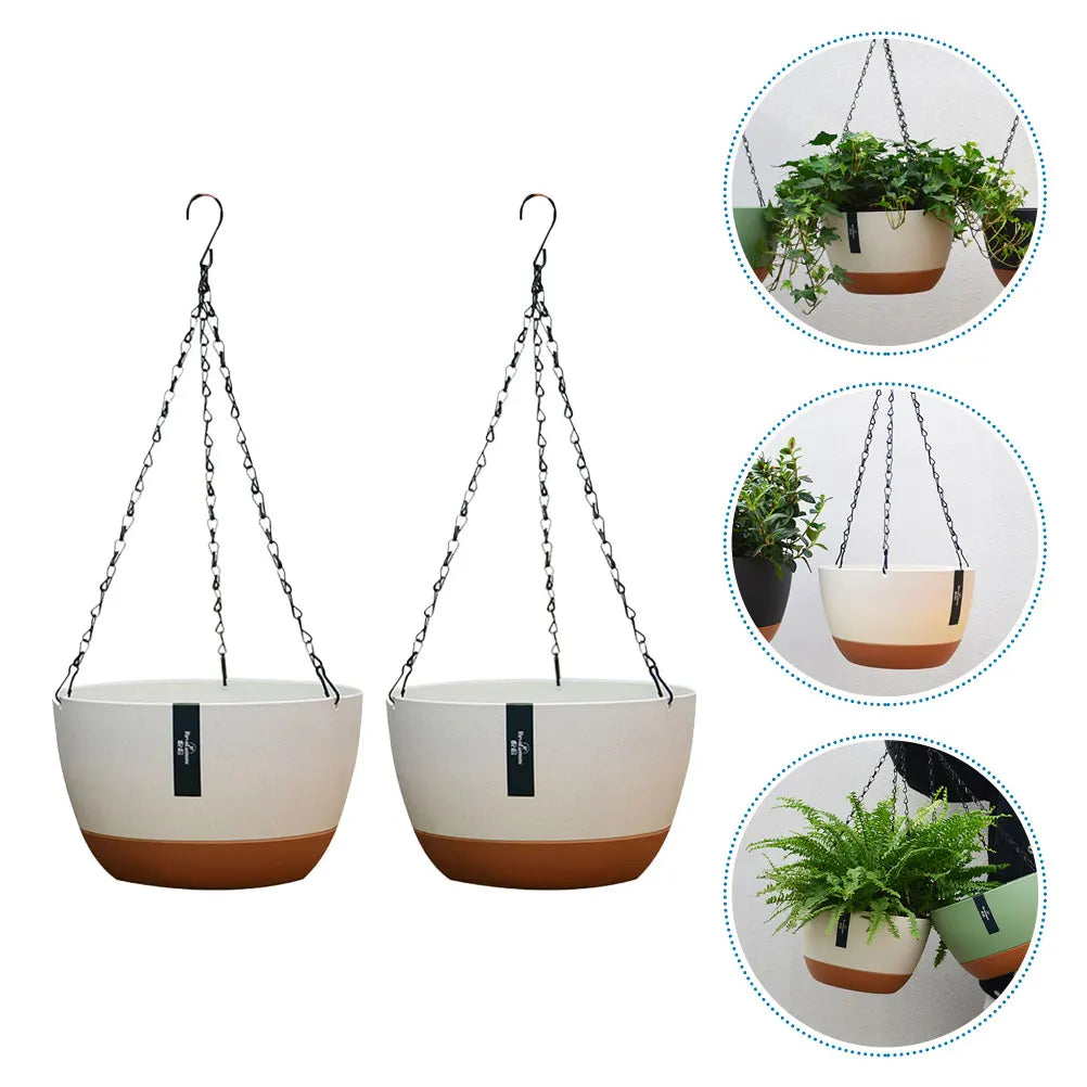 Hanging Flower Pots Set of 2 | Weatherproof & Contemporary | For Balcony, Fence & Indoor Use
