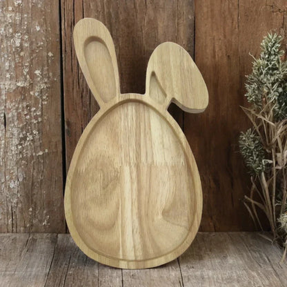 Easter Serving Tray in Wooden Bunny Shape | Decorative Tabletop for Holidays