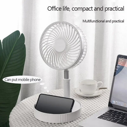 Portable Folding Fan with 7200mAh Rechargeable Battery – Low Noise, 4 Speeds