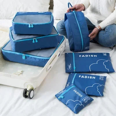 7-Piece Water-Resistant Travel Organizer Set – Space-Saving Design