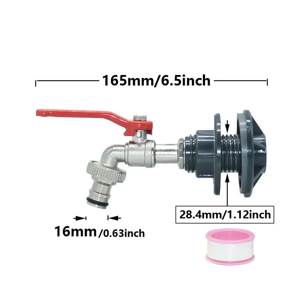 IBC Tank Adapter Valve | 16 mm Connection | Hose Connector for Water Tap | Rain Barrel Tube Adapter