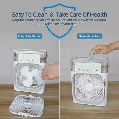 Portable 3-in-1 Air Cooler with Humidifier, Fan, and LED Night Light