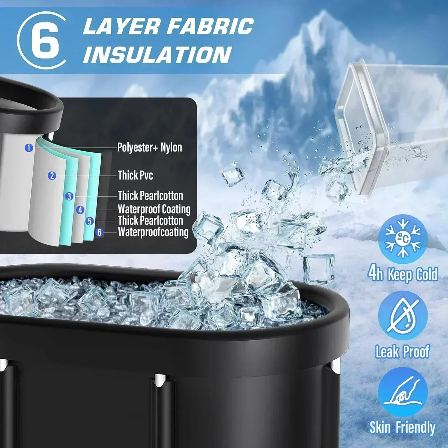Foldable Cold Plunge Tub for Adults - Portable Ice Bath for Recovery