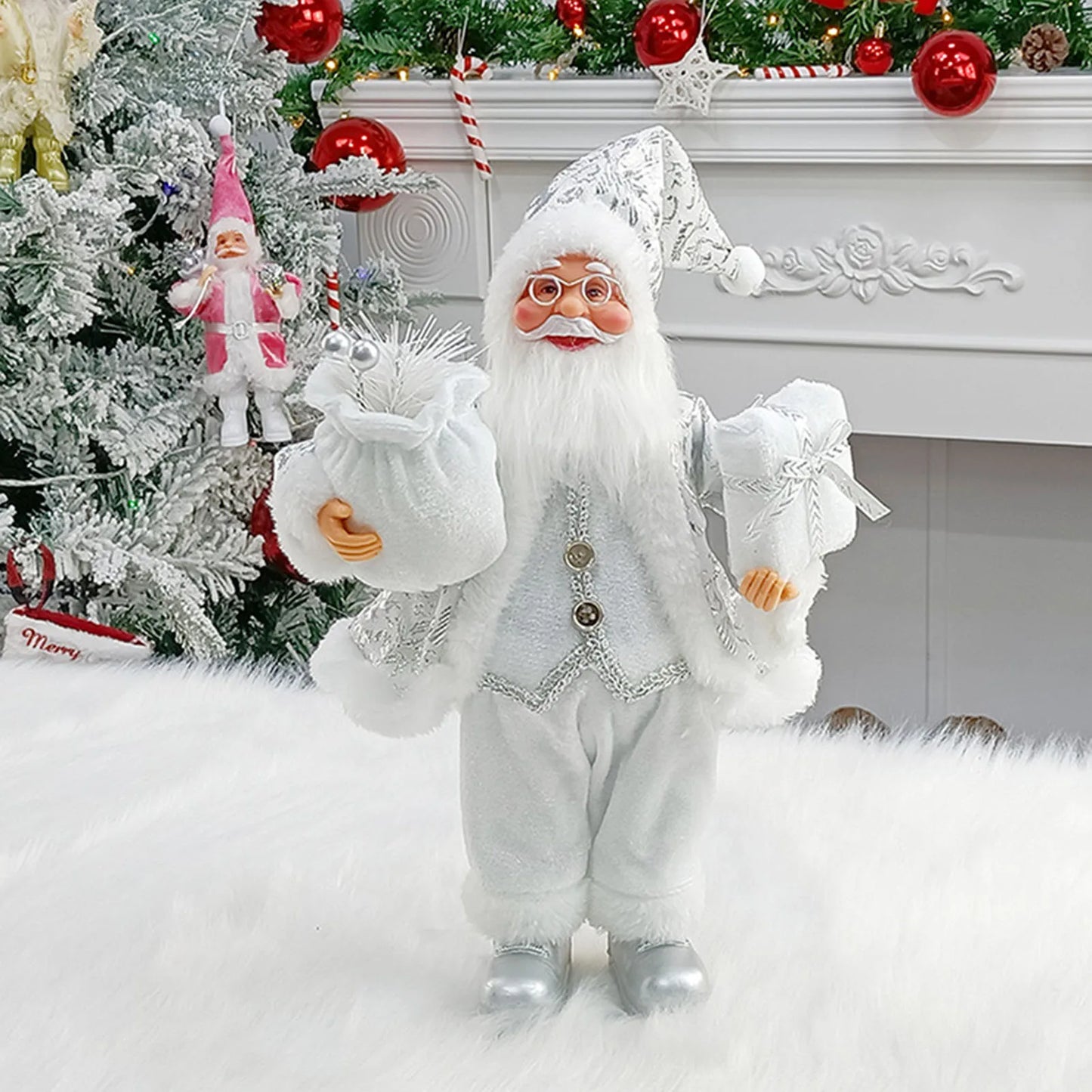 Christmas Figure MerryClaus | Santa Claus Sitting & Standing | 30 cm Decoration for Mantel, Table & Tree Ornaments