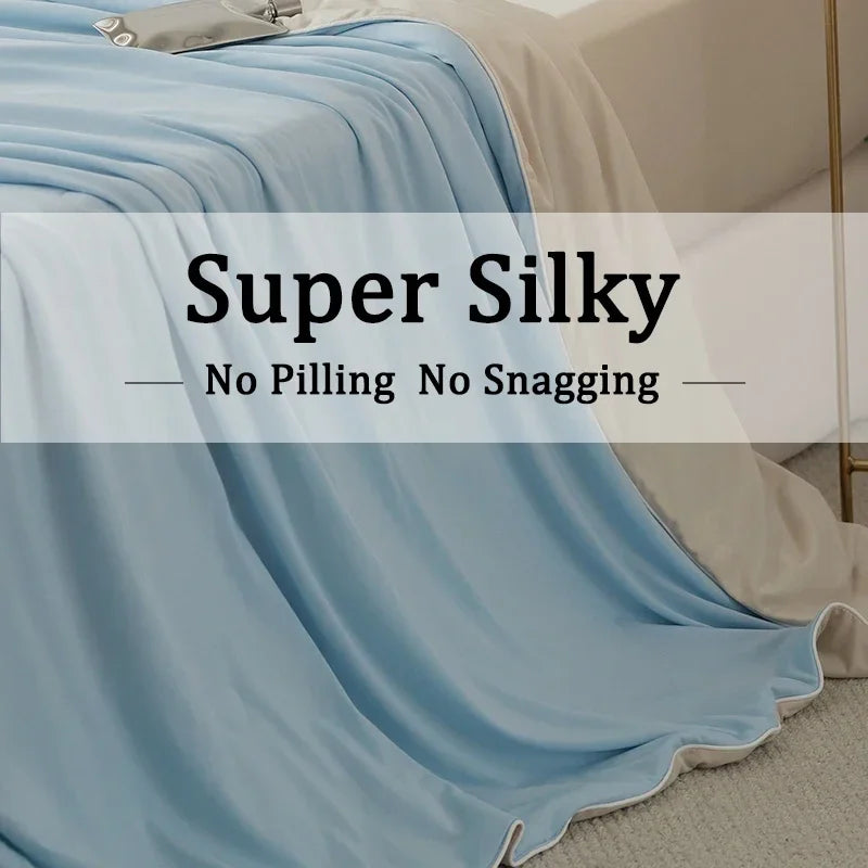Cooling Blanket for Summer — Lightweight Ice Silk Comforter, Twin/King Size
