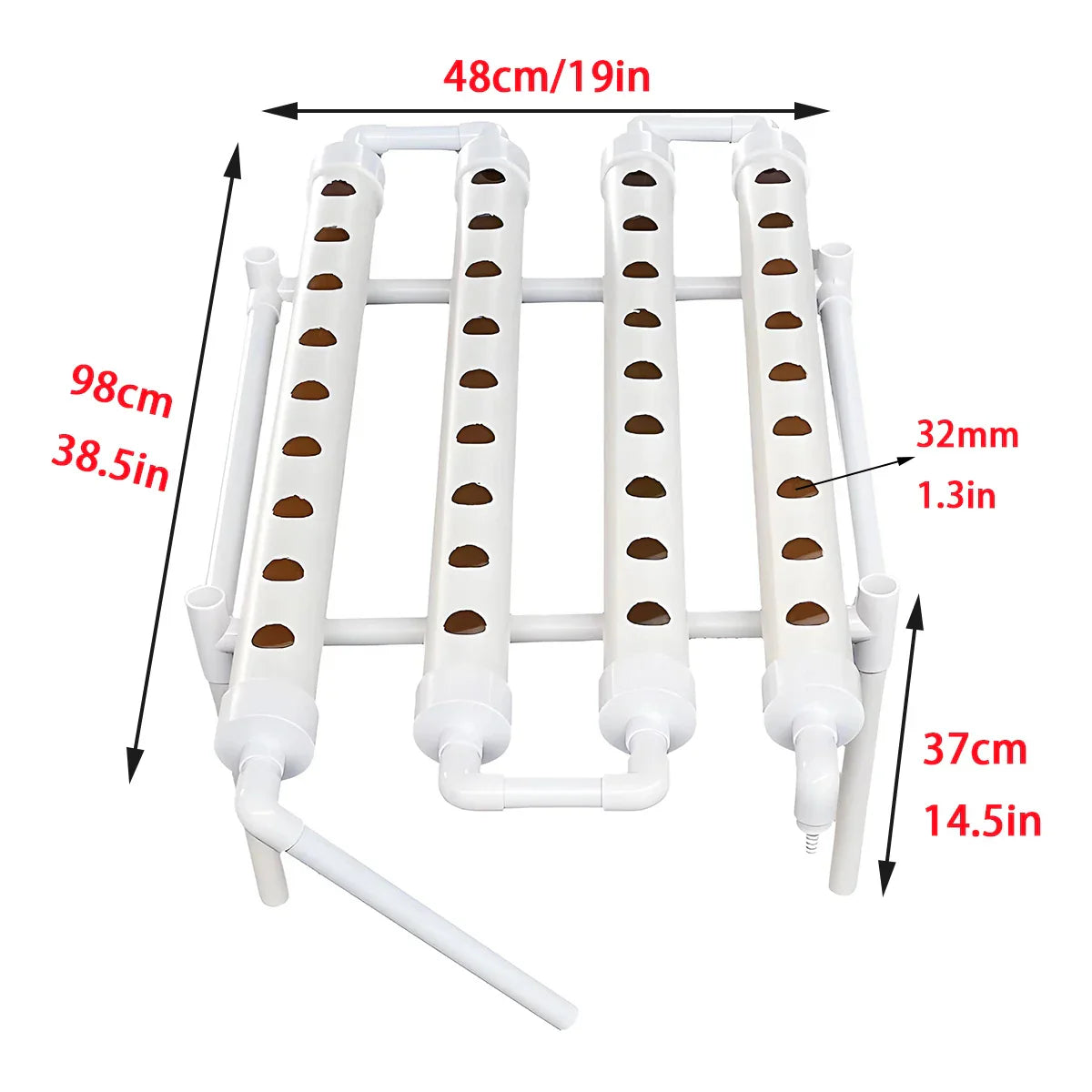 Indoor Hydroponics System with Pump & Timer - 36 Plant Spaces for Herbs & Vegetables - White