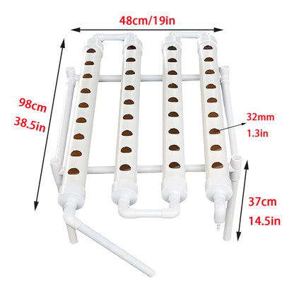 Indoor Hydroponics System with Pump & Timer - 36 Plant Spaces for Herbs & Vegetables - White