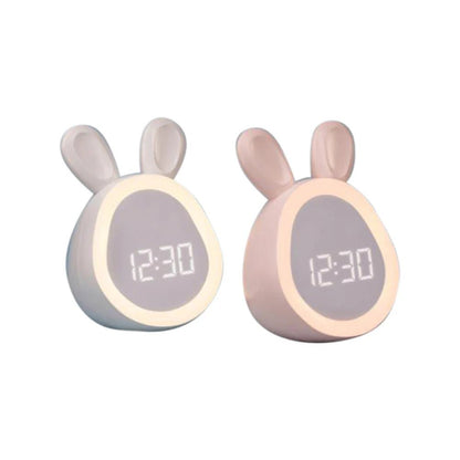 Children's Alarm Clock with LED Night Light and Rabbit Design