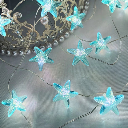 Ocean-Themed LED String Lights | 2m Length | 20 Bulbs | Shell & Starfish Design | Perfect for Birthdays, Parties & Kids' Rooms