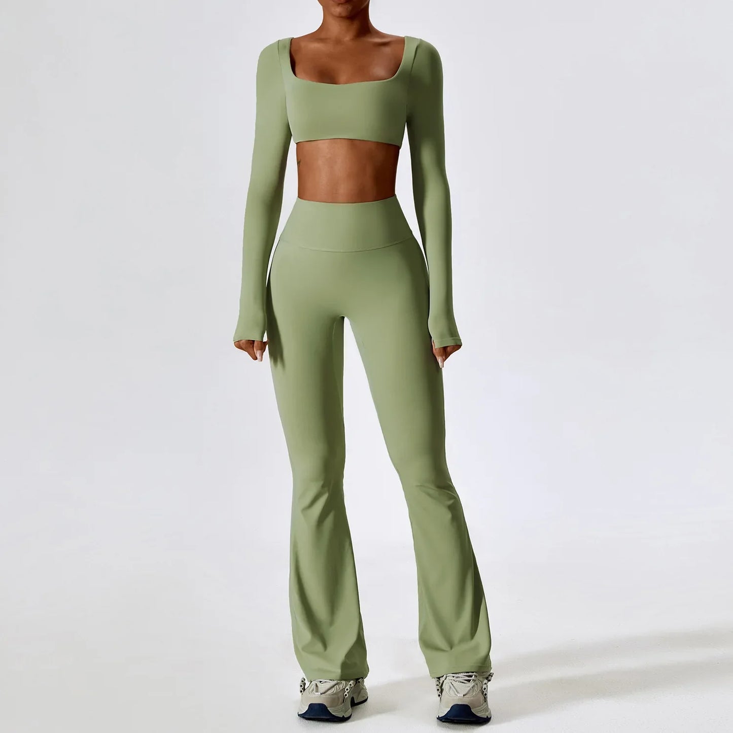2-Piece Women's Workout Outfit - Breathable Leggings and Sports Bra Set