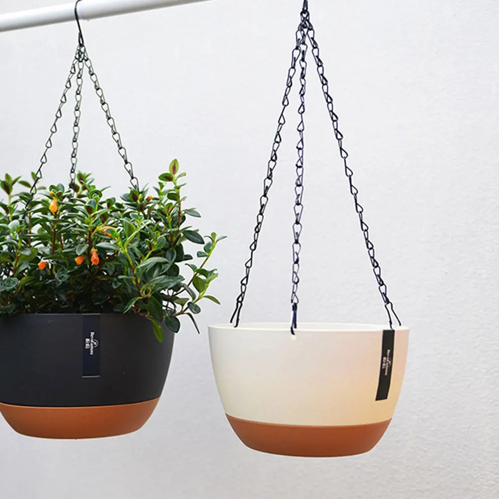 Hanging Flower Pots Set of 2 | Weatherproof & Contemporary | For Balcony, Fence & Indoor Use