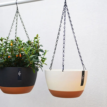 Hanging Flower Pots Set of 2 | Weatherproof & Contemporary | For Balcony, Fence & Indoor Use