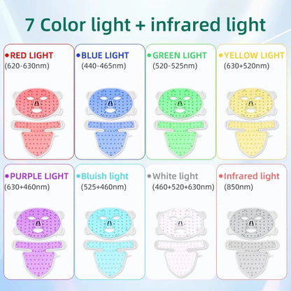 Rechargeable Silicone Skincare Mask for Face and Neck – 8-Color LED with Timer