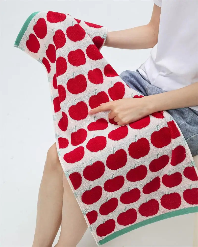 Cotton Towel with Apple Design