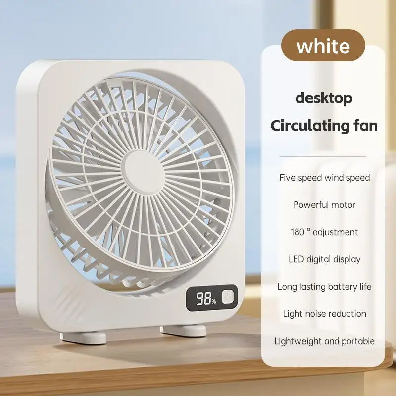 Compact USB Desktop Fan with 5 Speed Settings – Whisper Quiet
