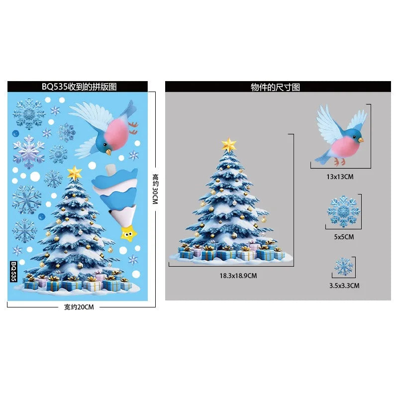 Christmas Window Stickers – Snowman, Santa & Snowflakes – Removable & Reusable for Glass & Mirrors