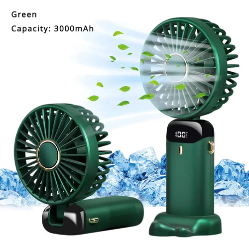 Portable Mini Fan 5000mAh – Wireless USB Rechargeable with Digital Screen and Phone Holder, 5-Speed Neck Hanging Design