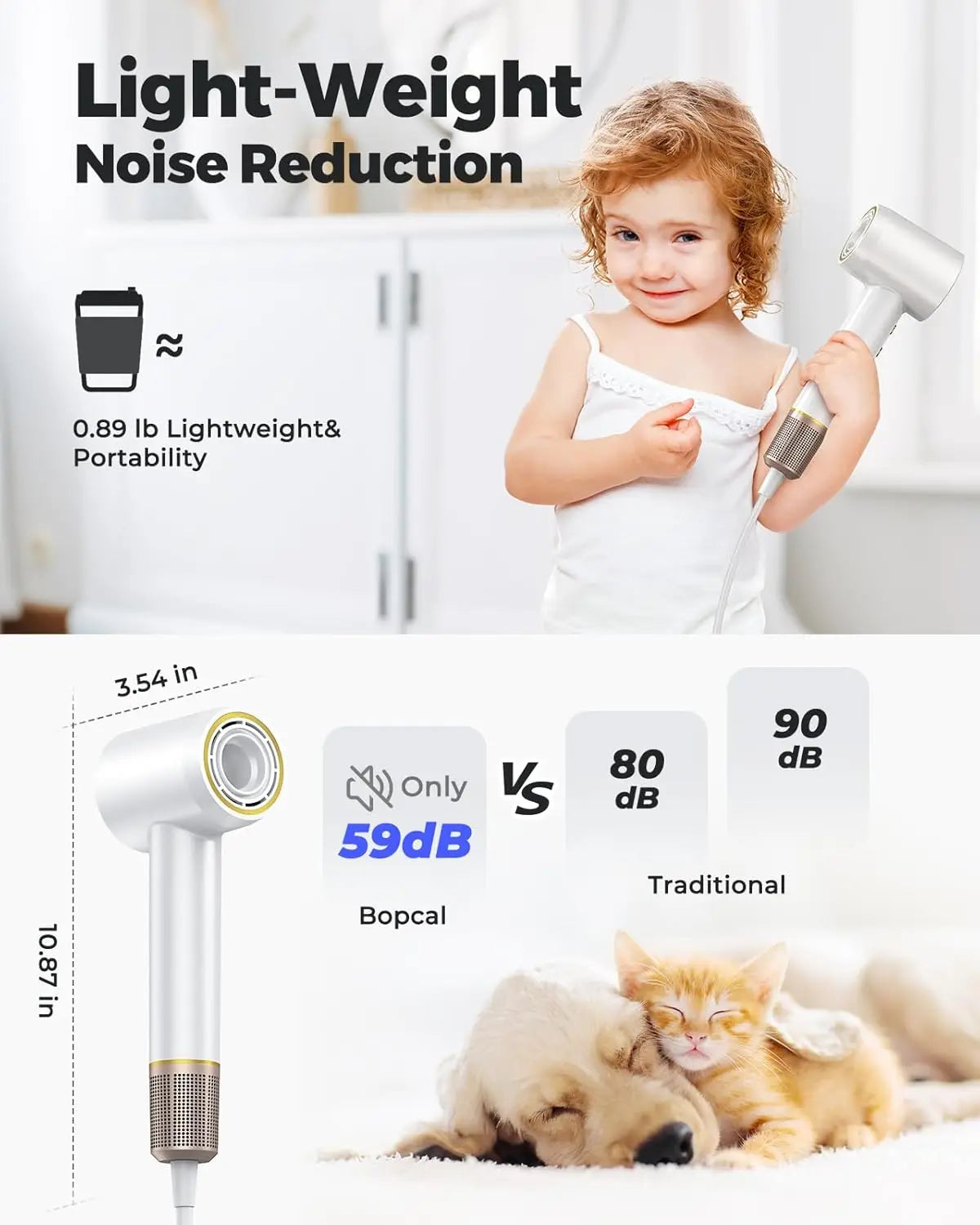 Lightweight Ionic Hair Dryer with 200 Million Negative Ions, 16 Settings, LED & Smart Temperature Control, 110,000 RPM