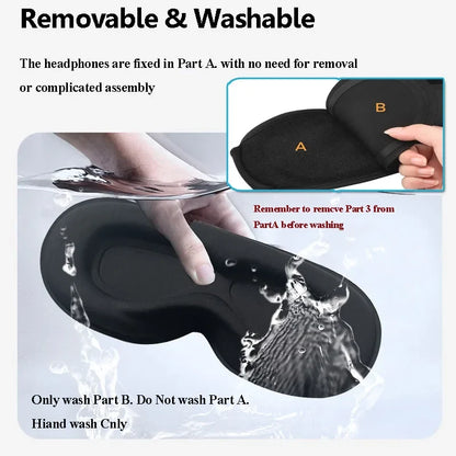 Bluetooth Eye Mask with Sleep Headphones | 3D Blackout Design, Wireless Audio, Adjustable Fit
