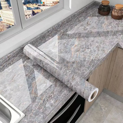 Self-Adhesive Waterproof Wallpaper - Marble Oil-Proof Film for Kitchen Renovation