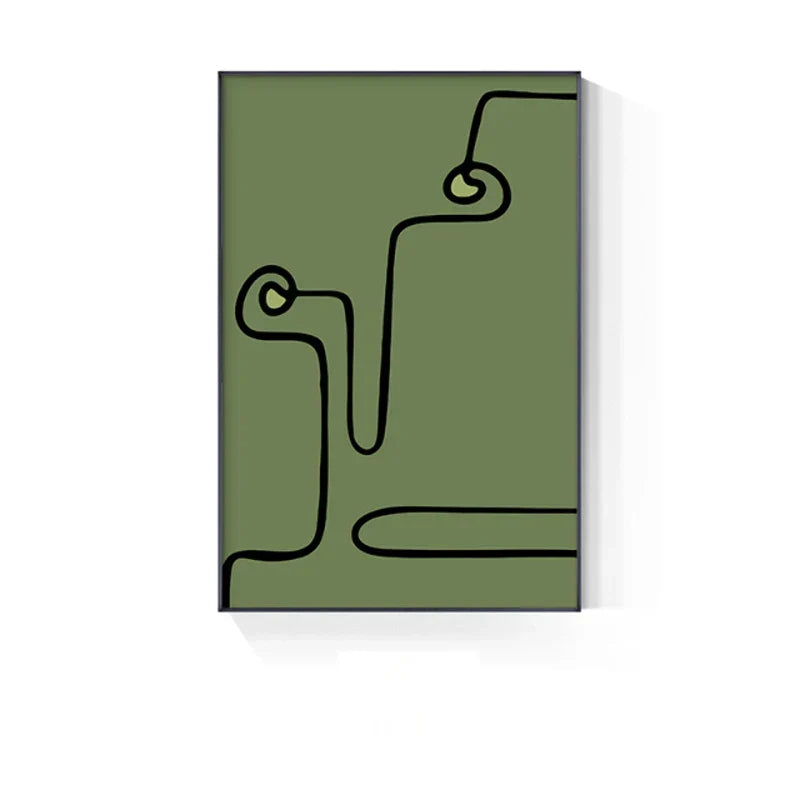 Modern Geometric Canvas Prints in Green Tones for Stylish Spaces