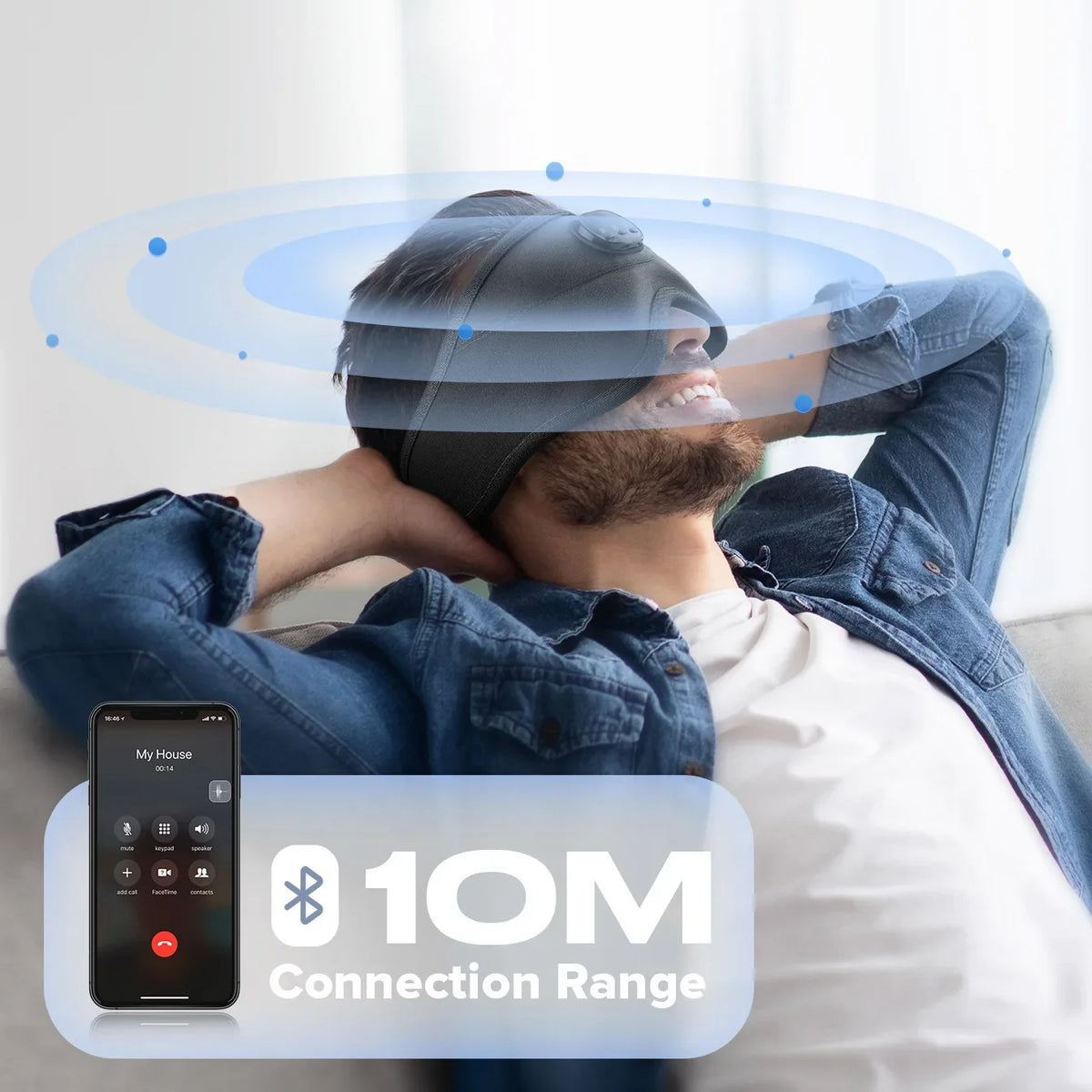 3D Bluetooth Eye Mask for Sleep with Wireless Headphones - Blackout Design