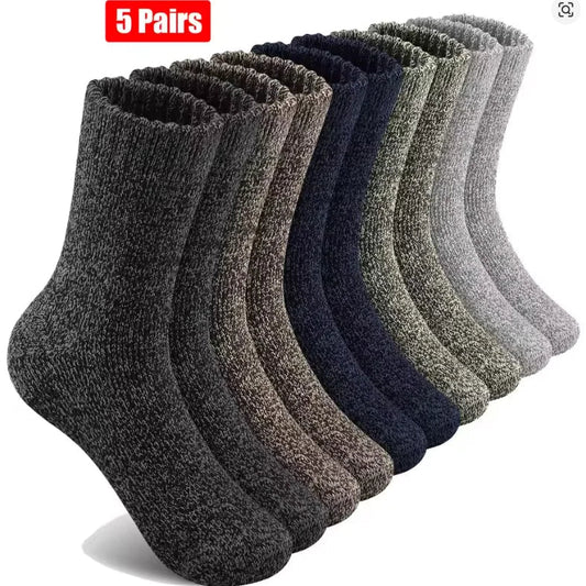 5 Pairs of Thick Warm Merino Wool Socks for Hiking & Winter - Unisex 38-46