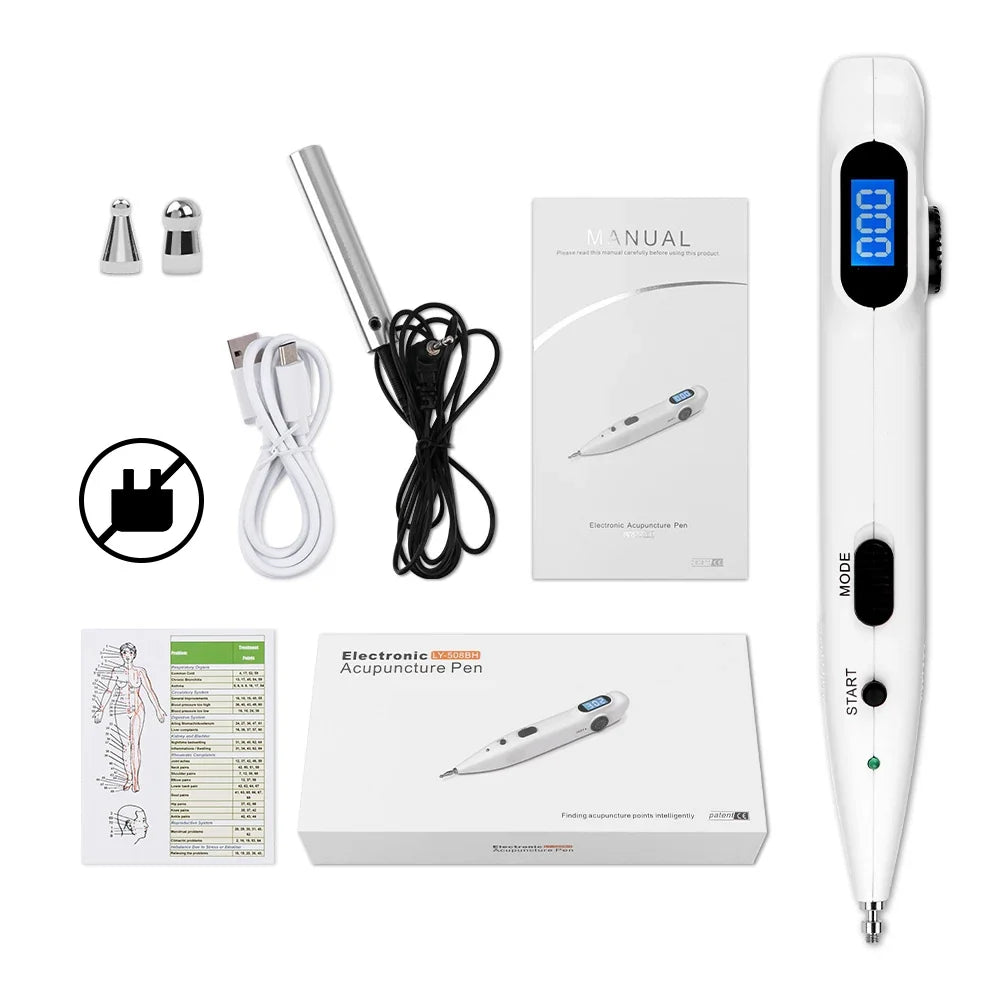Rechargeable Massage Pen with 9 Intensity Settings, Audio Alert, 2 Probes