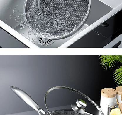 Non-Stick Frying Pan with Honeycomb Design in Stainless Steel