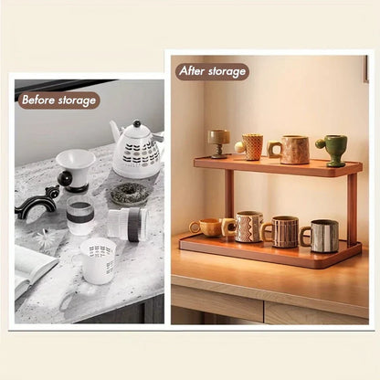 2-Tier Wooden Shelf - Taalita Design