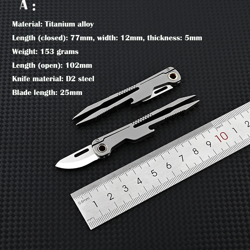 Multifunctional Titanium Tweezer Knife for All-Day Use