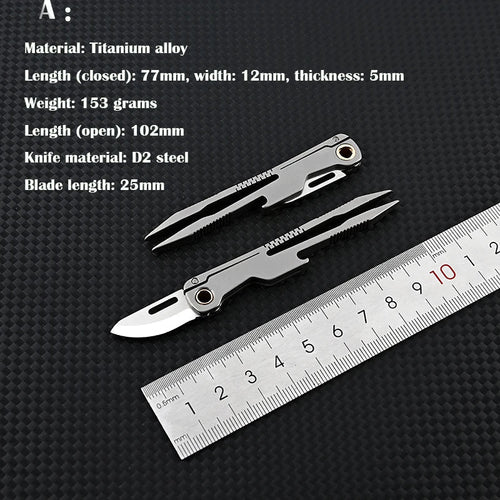 Multifunctional Titanium Tweezer Knife for All-Day Use