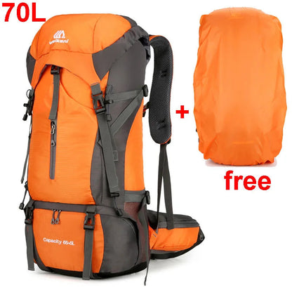 70L Hiking Backpack with Rain Cover for Outdoor Adventures