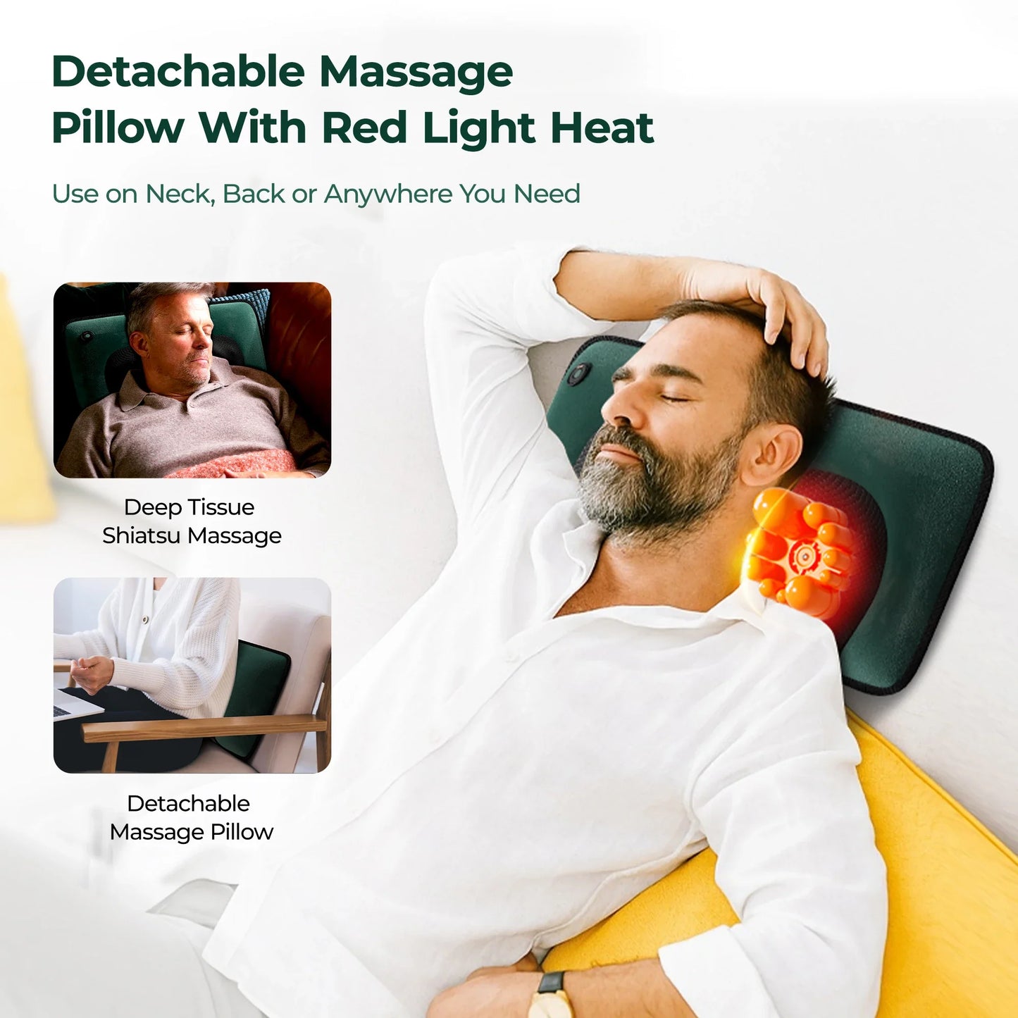 Heat-Enhanced Full Body Massage Mat – 10 Vibration Motors, 9 Settings, Removable Neck Pillow & Foot Massager