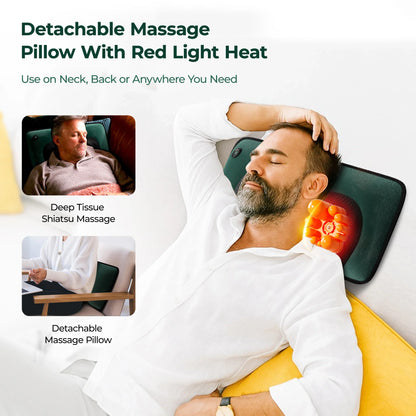 Heat-Enhanced Full Body Massage Mat – 10 Vibration Motors, 9 Settings, Removable Neck Pillow & Foot Massager