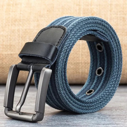 Adjustable Casual Striped Waistband Canvas Belt for Men