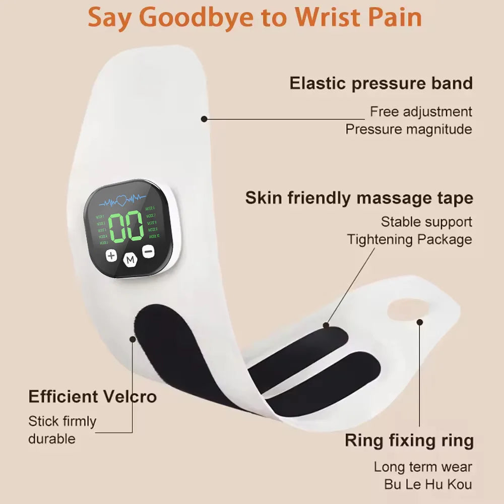 Cordless EMS Wrist Brace with Vibration – 10 Massage Settings & USB Rechargeable