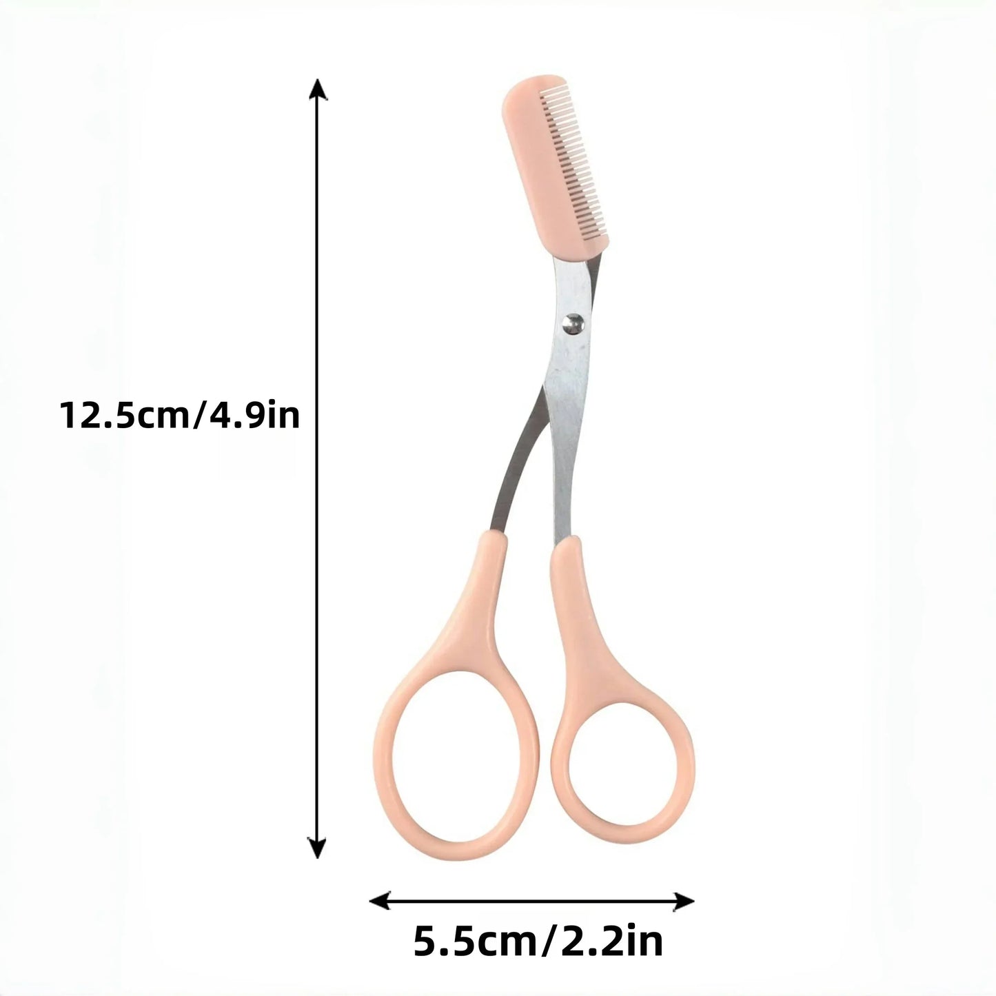 Integrated Comb Eyebrow Scissors for Precise Grooming and Styling - Stainless Steel and Plastic