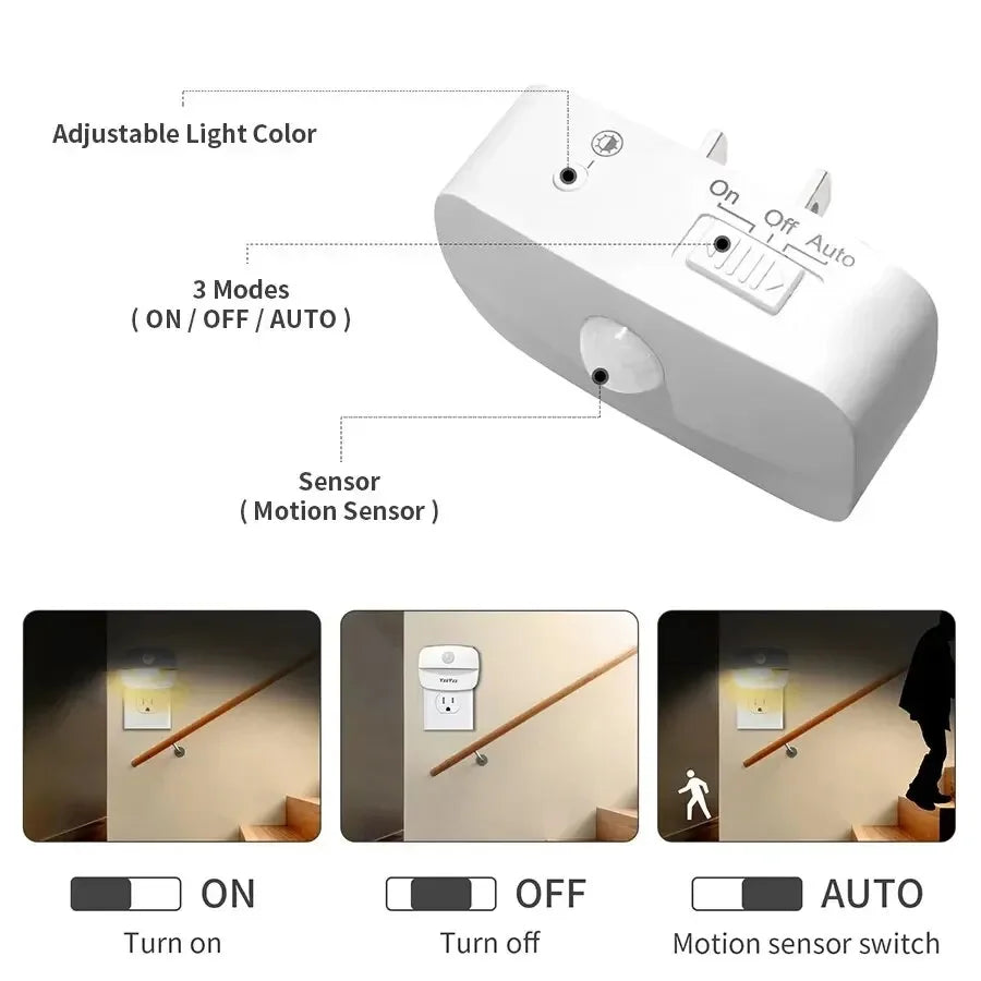 LED Night Light with Motion & Twilight Sensor | Dimmable & Energy Efficient | Warm/Cool White