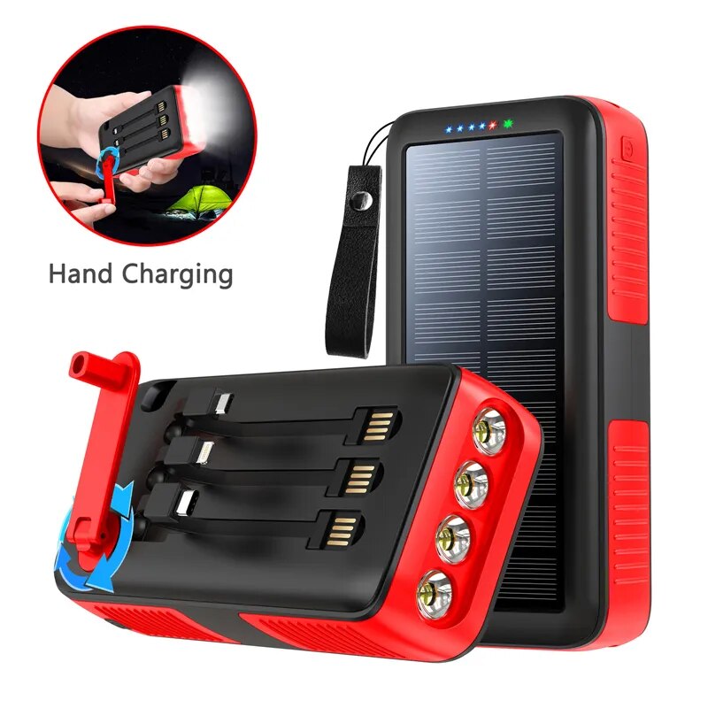 Reliable 61200mAh Solar Power Bank with Hand Crank Feature