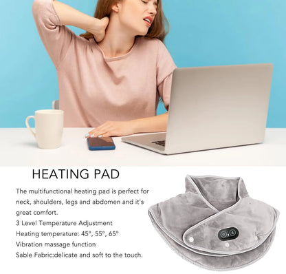 USB Heating Pillow with Vibration for Neck and Shoulder Massage