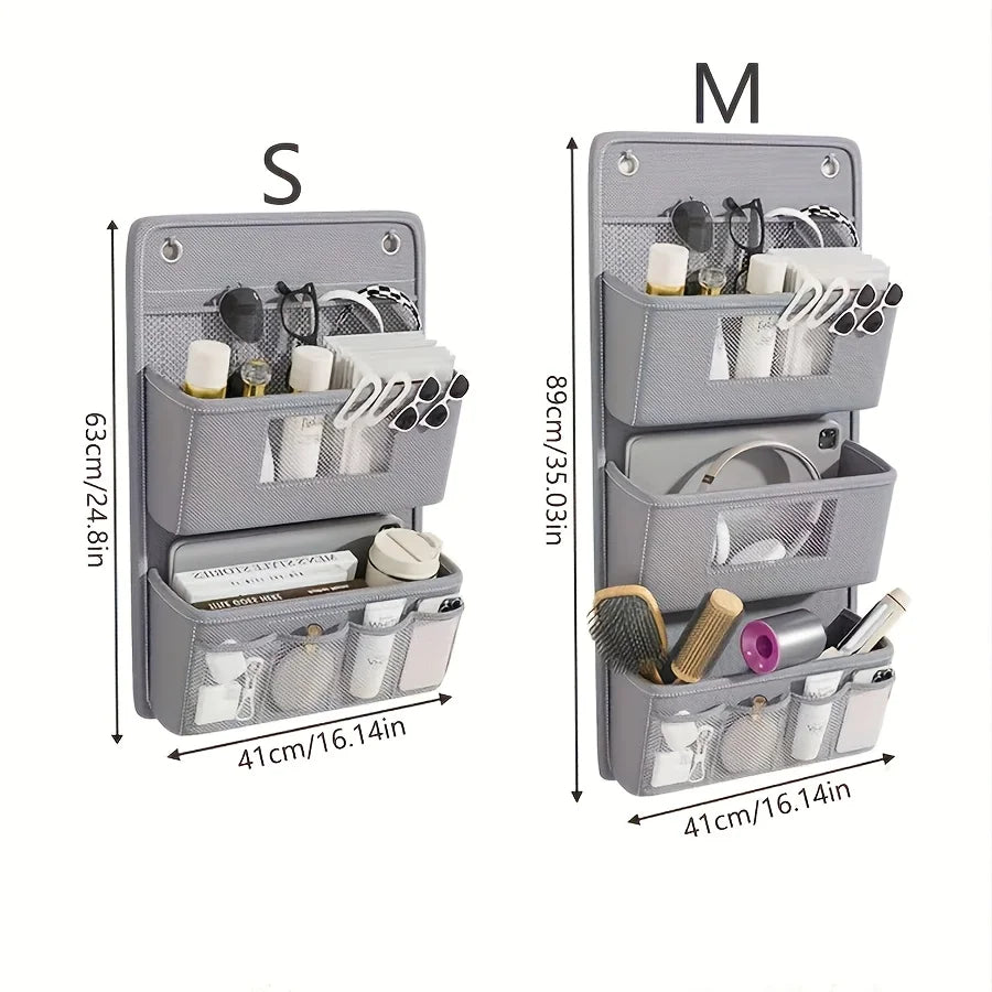 Wall Organizer Fabric with Window and Hooks - Multiple Compartments