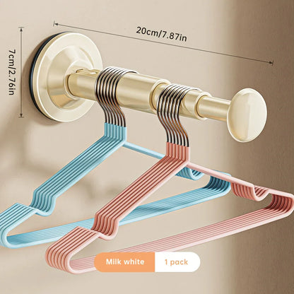 Telescopic Clothes Hanger Holder with Suction Cup - No Drilling Required for Bathroom, Closet & Balcony